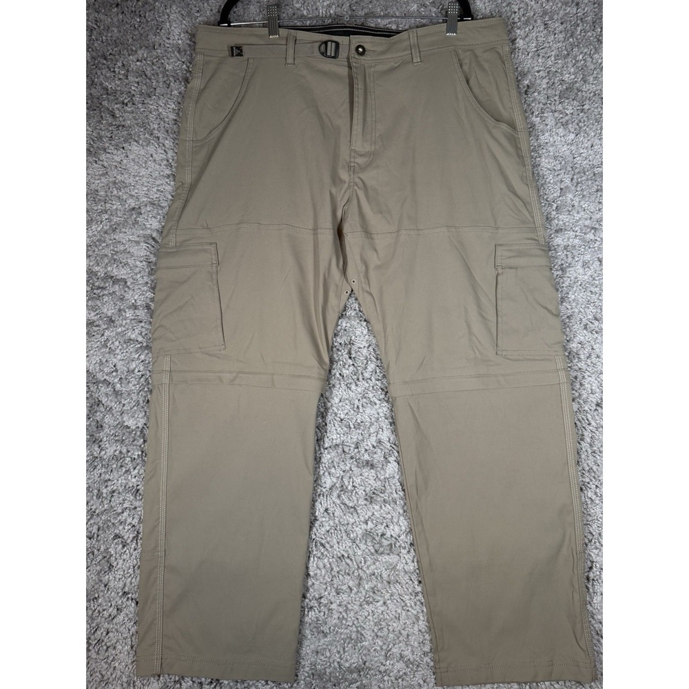 Prana Pants Men's 40x30 Khaki Tan Stretch Zion Convertible Hiking Pockets Belted